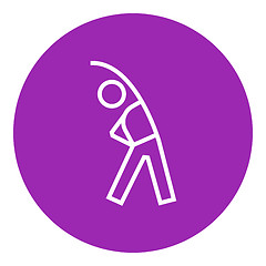 Image showing Man making exercises line icon.