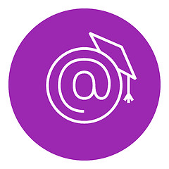 Image showing Graduation cap with at sign line icon.