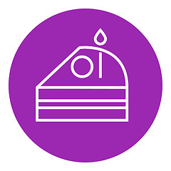 Image showing Slice of cake with candle line icon.