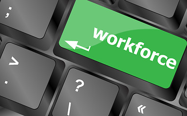 Image showing Workforce keys on keyboard - business concept. Keyboard keys icon button vector