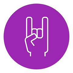 Image showing Rock and roll hand sign line icon.