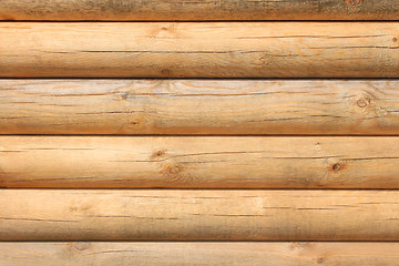 Image showing Parallel new wooden logs