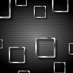 Image showing Abstract metal perforated background with squares