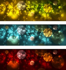 Image showing Bright glowing bokeh banners design