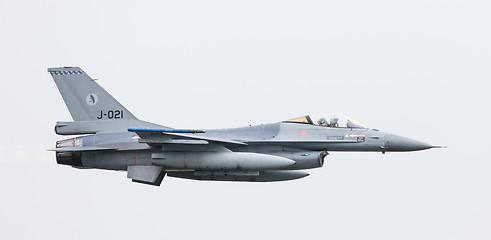 Image showing LEEUWARDEN, THE NETHERLANDS - JUN 11, 2016: Dutch F-16 fighter j