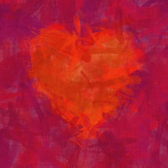 Image showing red heart brush stroke background