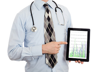 Image showing Doctor holding tablet - Graph