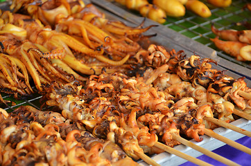 Image showing Grilled squids on stick