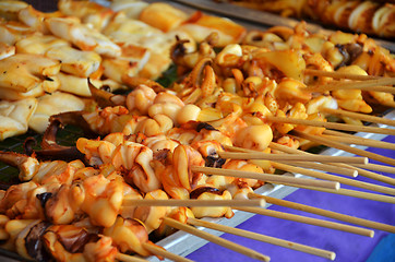 Image showing Grilled squids on stick