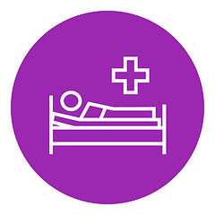 Image showing Patient lying on bed line icon.