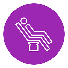 Image showing Man sitting on dental chair line icon.