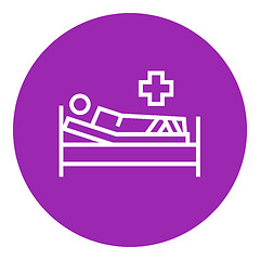 Image showing Patient lying on bed line icon.