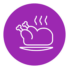 Image showing Baked whole chicken line icon.