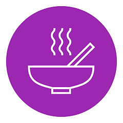 Image showing Bowl of hot soup with spoon line icon.