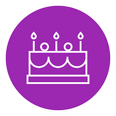 Image showing Birthday cake with candles line icon.