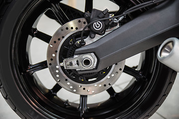 Image showing New shiny brake discs on motorcycle