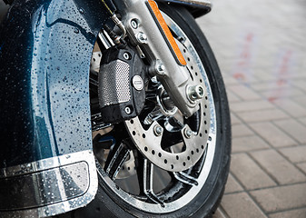 Image showing New shiny brake discs on motorcycle