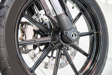 Image showing New shiny brake discs on motorcycle