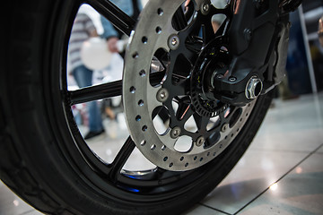 Image showing New shiny brake discs on motorcycle