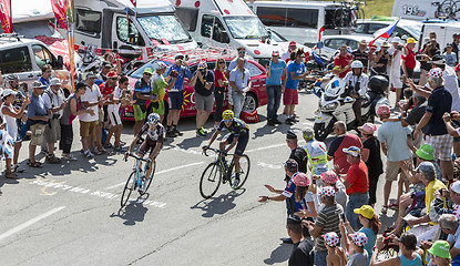 Image showing Two Cyclists on Col du Glandon - Tour de France 2015