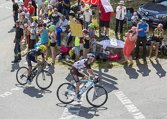 Image showing Two Cyclists on Col du Glandon - Tour de France 2015