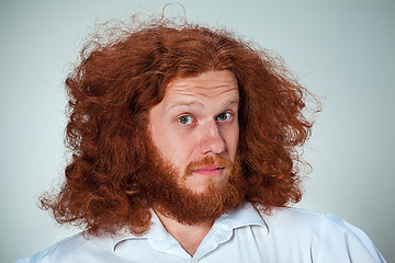 Image showing Portrait of young man with shocked facial expression