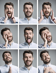 Image showing Set of young man\'s portraits with different emotions