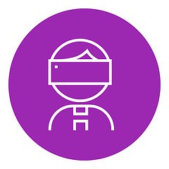 Image showing Man wearing virtual reality headset line icon.