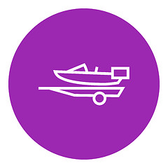 Image showing Boat on trailer for transportation line icon.