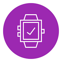 Image showing Smartwatch with check sign line icon.