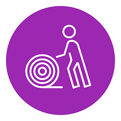 Image showing Man with wire spool line icon.