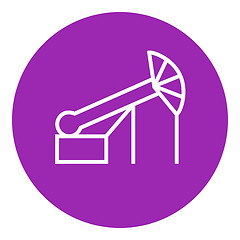 Image showing Pump jack oil crane line icon.