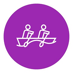 Image showing Tourists sitting in boat line icon.