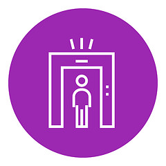 Image showing Man going through metal detector gate line icon.