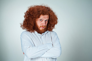 Image showing Portrait of young man with shocked facial expression