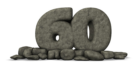 Image showing stone number sixty on white background - 3d rendering