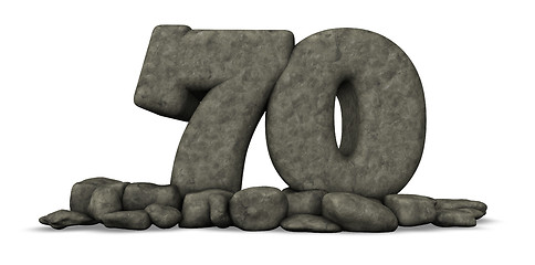 Image showing stone number seventy on white background - 3d rendering