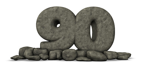 Image showing stone number ninety on white background - 3d rendering