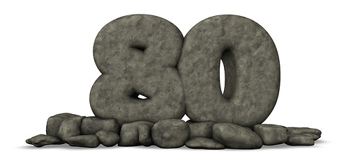 Image showing stone number eighty on white background - 3d rendering