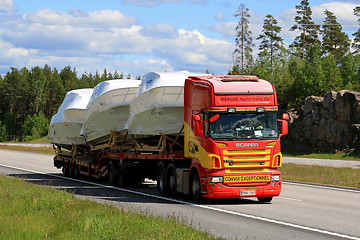 Image showing Scania Semi Trailer Boat Transport