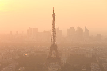 Image showing Aerial view of Paris at sunset.