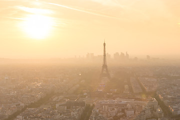 Image showing Aerial view of Paris at sunset.