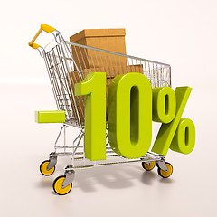 Image showing Shopping cart and percentage sign, 10 percent