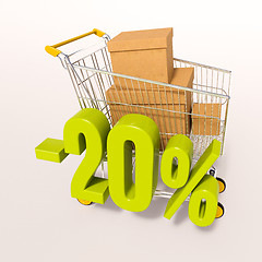 Image showing Shopping cart and percentage sign, 20 percent