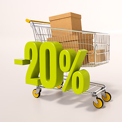 Image showing Shopping cart and percentage sign, 20 percent