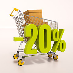 Image showing Shopping cart and percentage sign, 20 percent