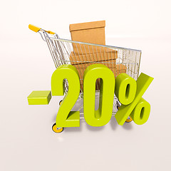 Image showing Shopping cart and percentage sign, 20 percent