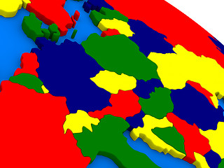 Image showing Central Europe on colorful 3D globe