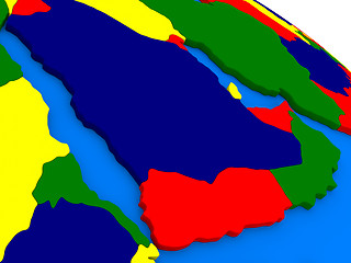 Image showing Arab peninsula on colorful 3D globe