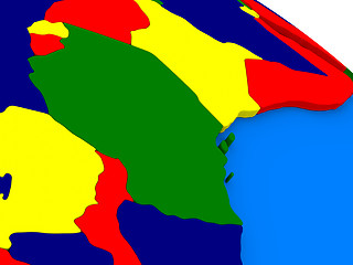 Image showing Tanzania on colorful 3D globe